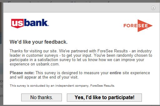 website usability survey questions from us bank
