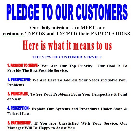 customer pledge for customer service