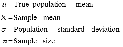 z-values-calculation-for-distribution-of-mean-definitions