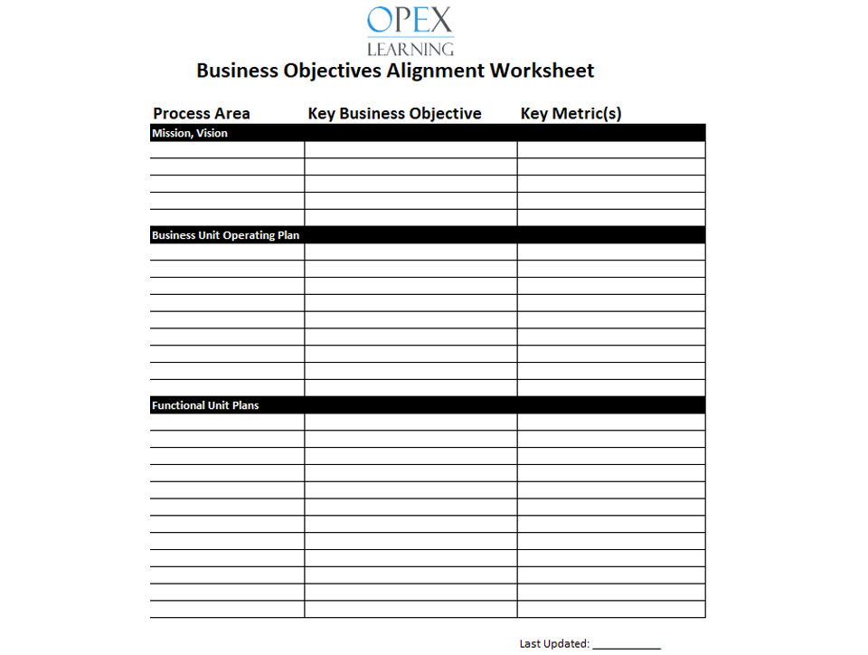 Business Unit Objectives Alignment Worksheet